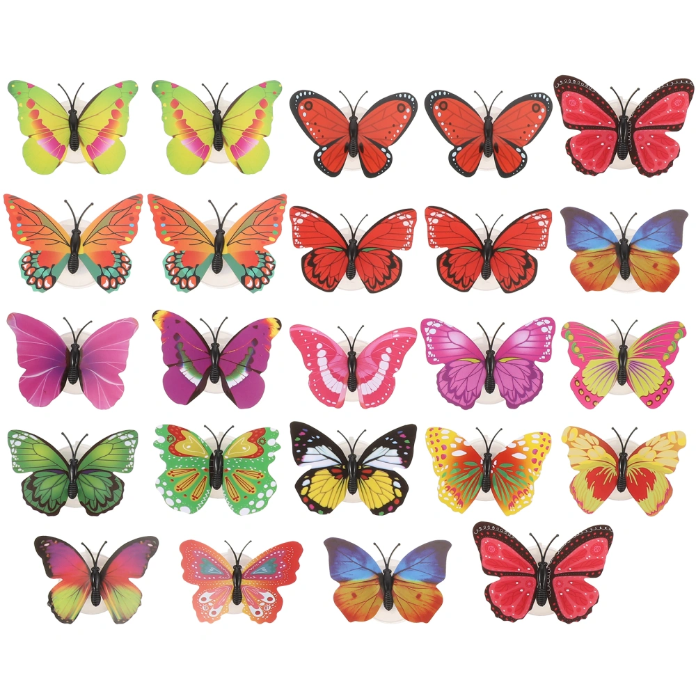 24pcs Butterflies Light LED 3D Colorful Sticky-on Light Sticker Wall Sticker Decoration