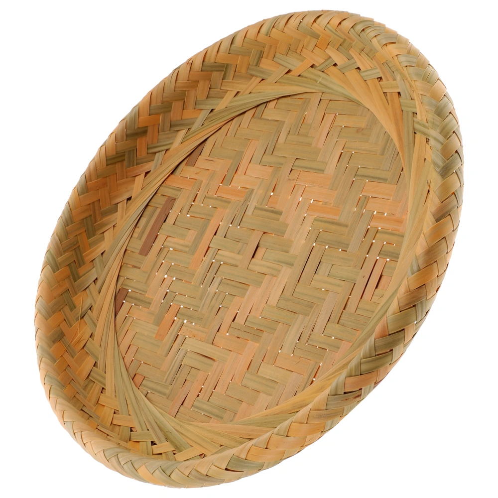 Bamboo Basket Tray Bread Candy Snack Serving Basket Desktop Woven Bread Plate