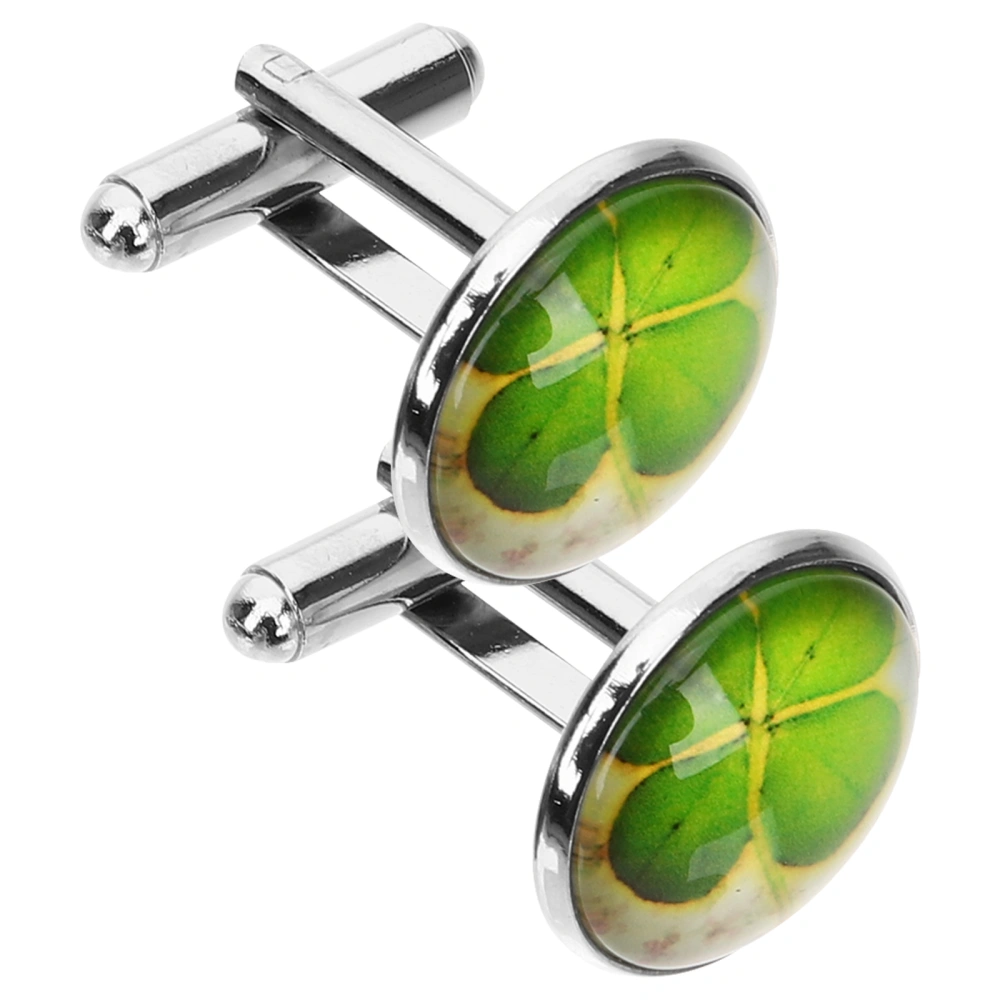 2pcs Clover Cuff Links Shirts Cufflinks Decorative Cufflinks Men Clothing Accessories