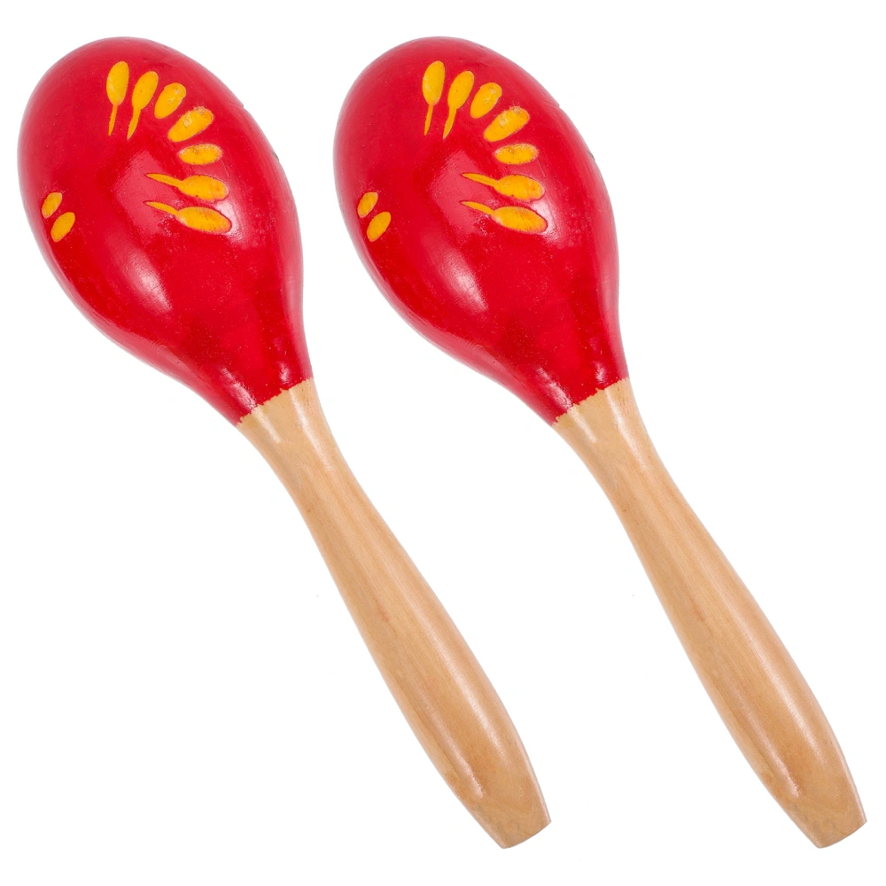 2pcs Party Wooden Maracas Mexico Cinco De Mayo Wood Maracas Hand Percussion Instrument