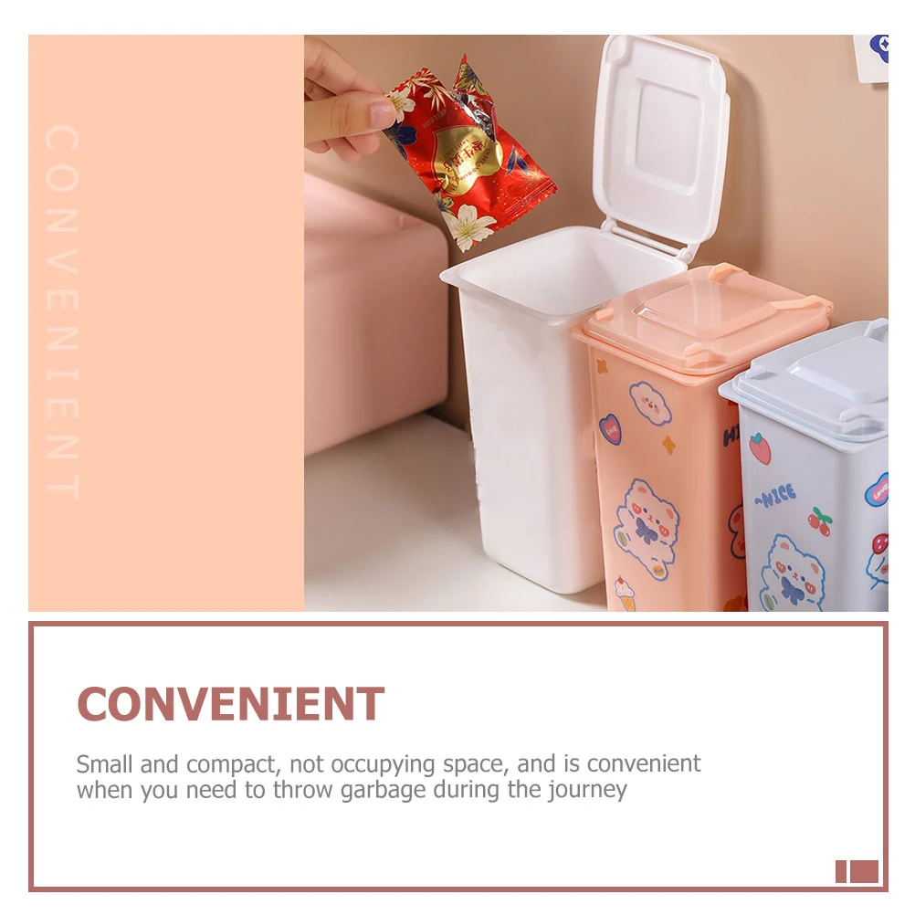 4pcs Small Trash Can Mini Trash Bin with Lid Desktop Organizer Pen Holder