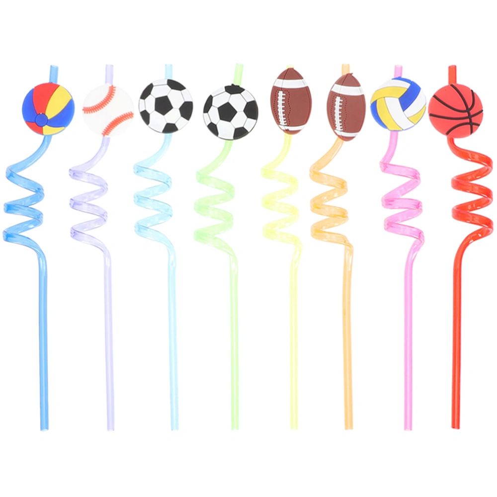 8Pcs Party Drinking Straws Daily Use Beverage Straws Sports Themed Straws Party Supply