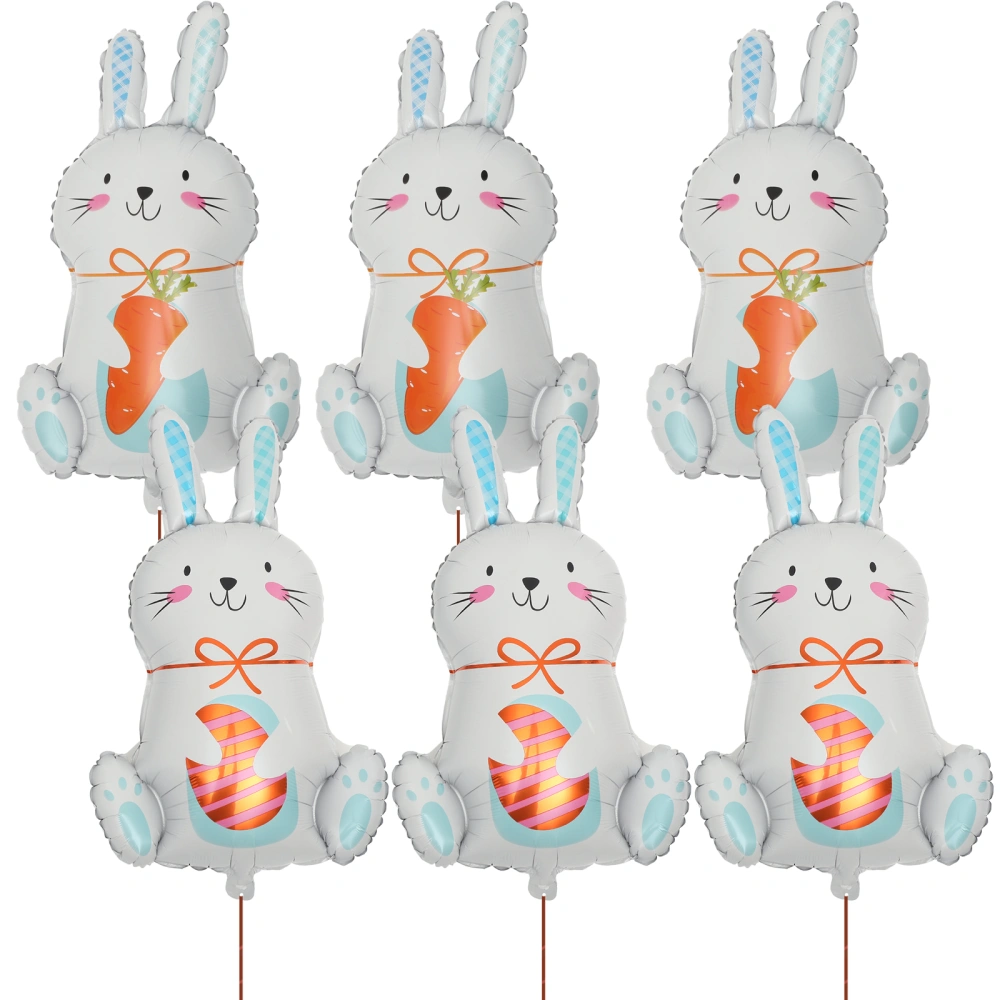 6pcs Easter Theme Cartoon Rabbit Balloons Easter Party Layout Balloon Decor Photo Prop