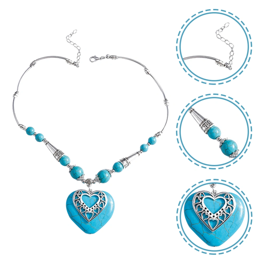 Turquoise Necklace Heart Pendant Necklace Turquoise Jewelry for Women and Girls