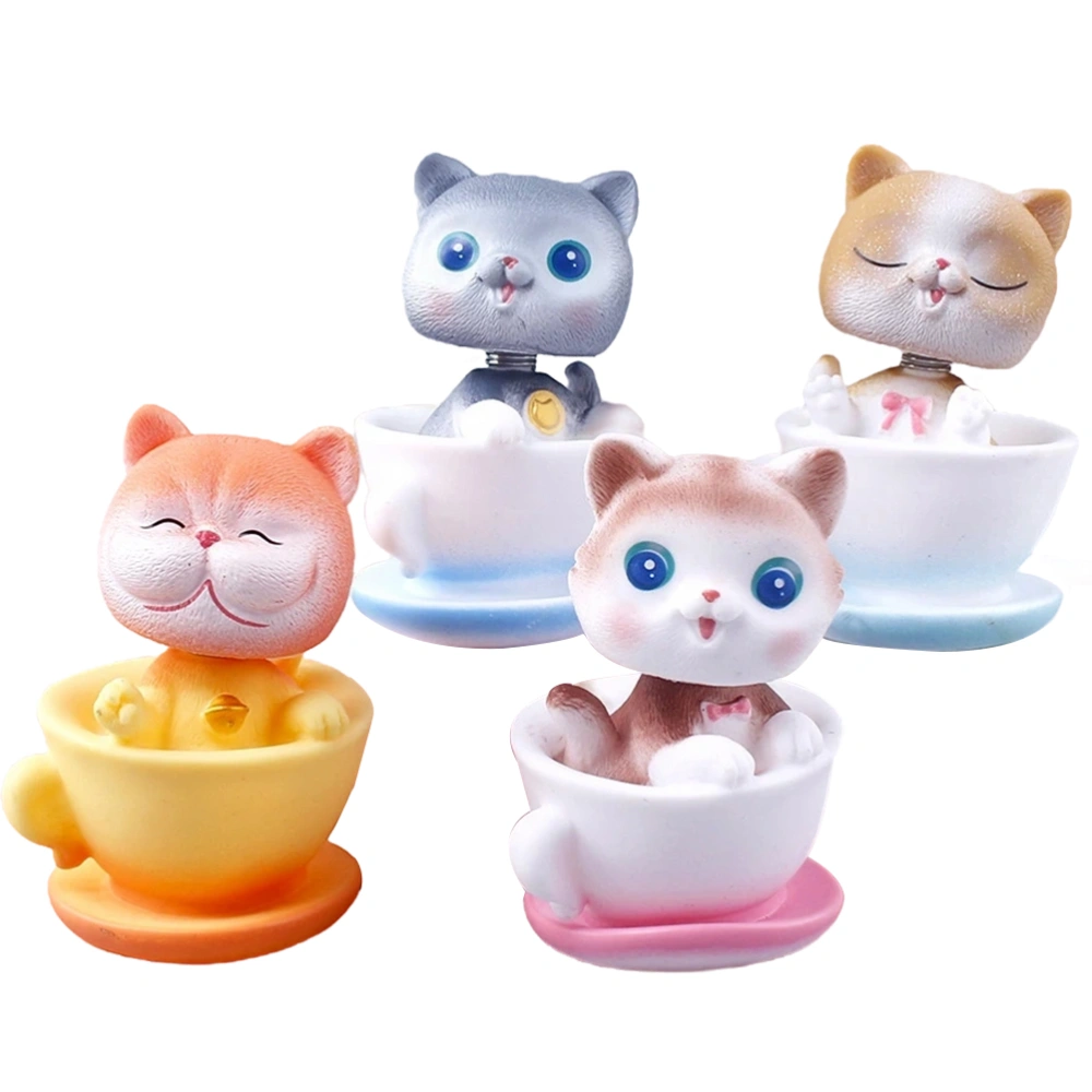 4Pcs Cartoon Cat Decorations Micro Landscape Cat Ornaments Garden Cat Statue Ornament