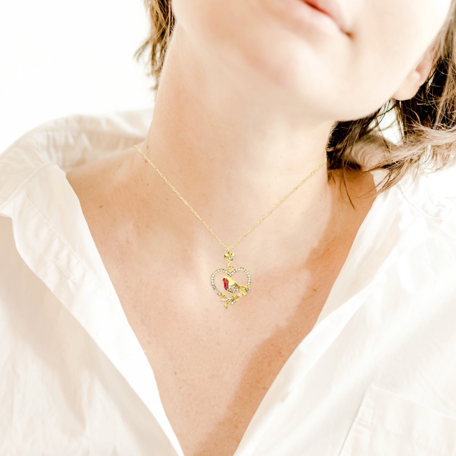 Bird Necklace Heart Necklace Pendant Necklace Delicate Necklace for Women Girls