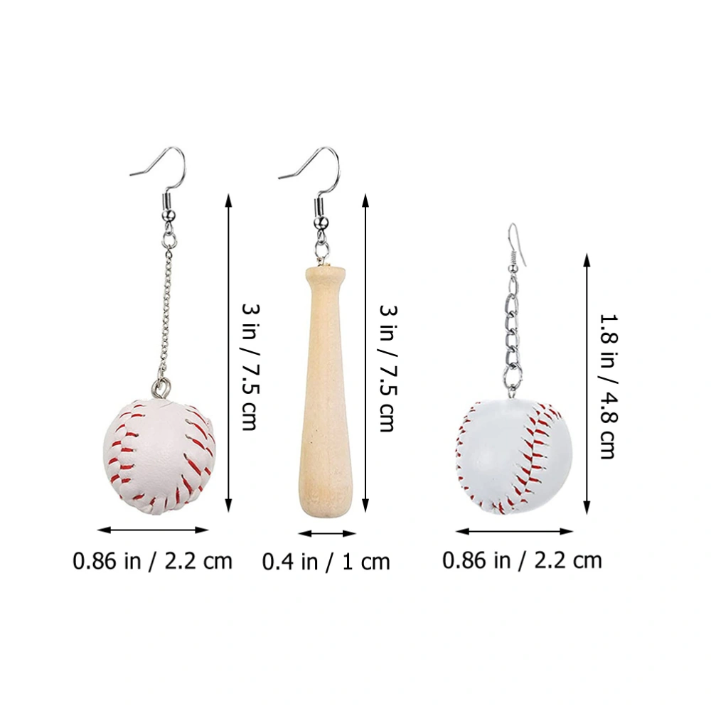 2 Pairs Baseball Earrings Creative Earrings Drop Earrings Jewelry for Women Girls