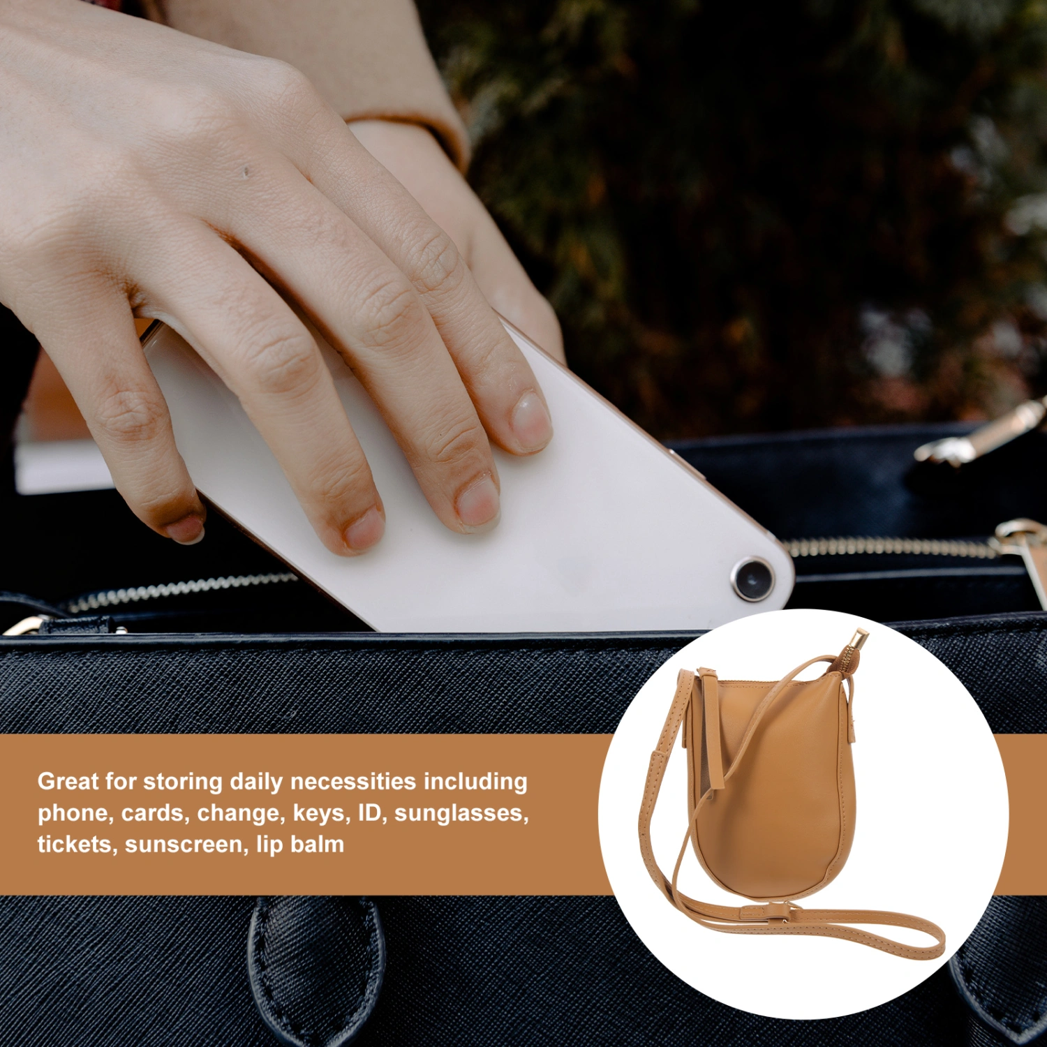 Portable Phone Bag Shopping Storage Pouch Girl All-match Zipper Design Cross-body Bag