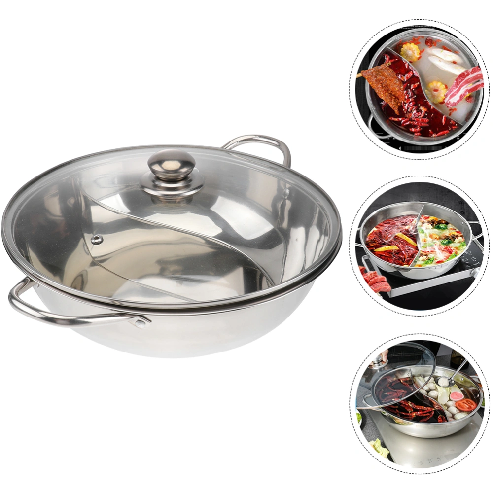 Stainless Steel Shabu Hot Pot Divider Home Hot Pot with Cover  for Induction Cooktop