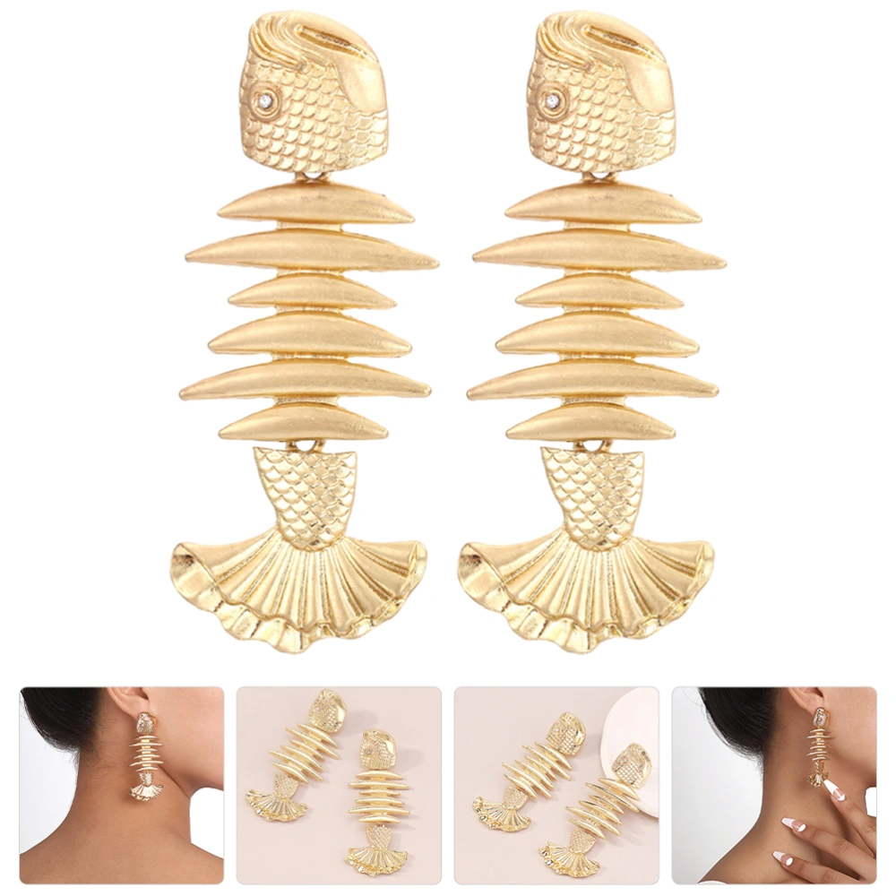 1 Pair Creative Fish Bone Earrings Alloy Ear Ornament Woman Ear Accessories