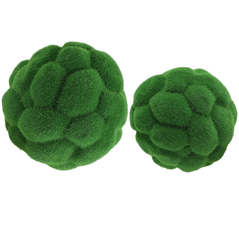 2Pcs Artificial Moss Balls Decorative Fake Moss Balls Decorative Topiary Moss Balls