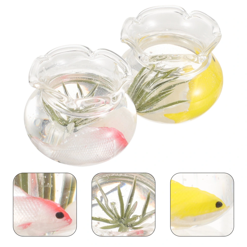 2pcs Miniature Fish Bowl Doll House Fish Tank Miniature Fancy Carp Bowls Random Style