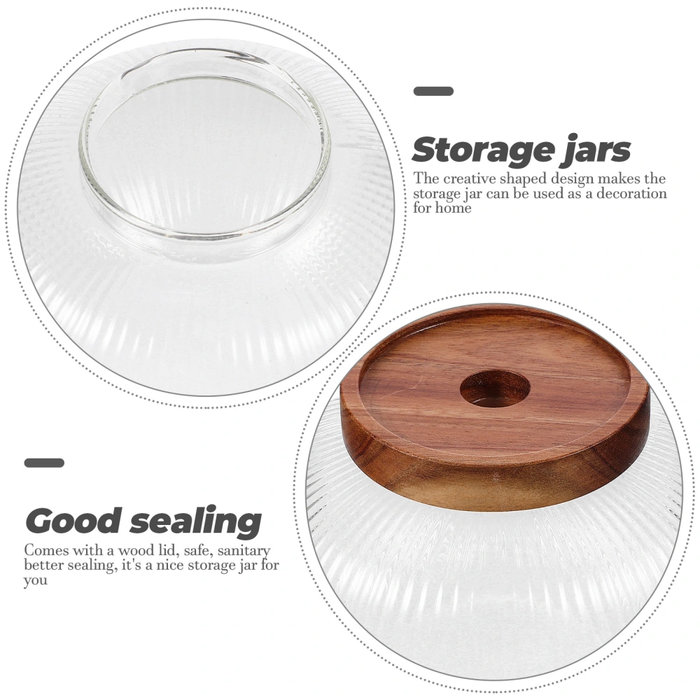 Glass Storage Jar with Wood Lid Glass Canister Airtight Glass Storage Container 1000ml