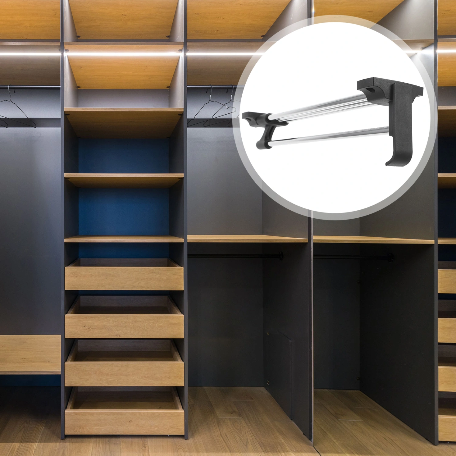 Expandable Closet Rod Stainless Steel Wardrobe Bar Hanging Rod for Closet