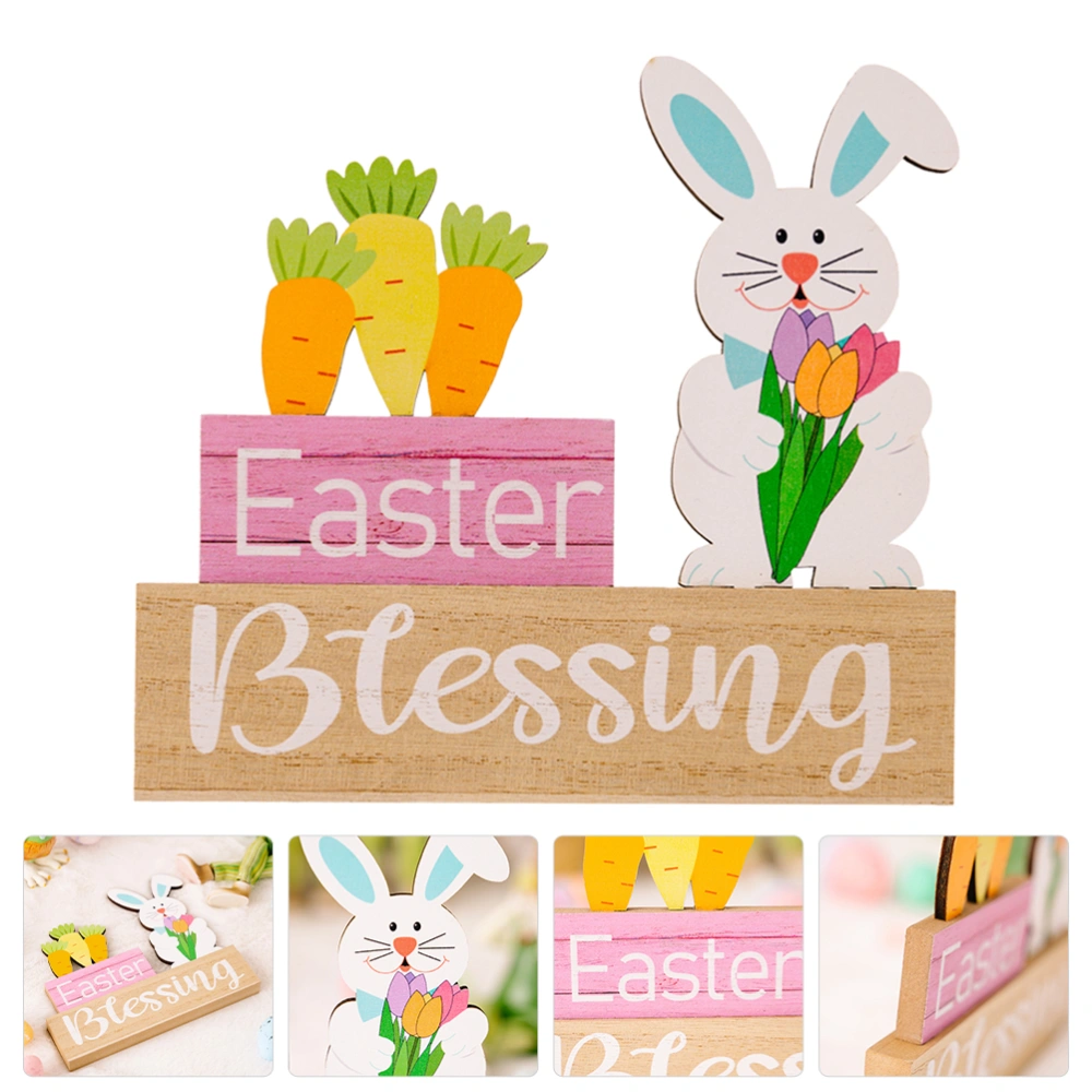 Wooden Easter Sign Tabletop Wooden Craft Table Sign Ornament for Easter Party Table Decoration