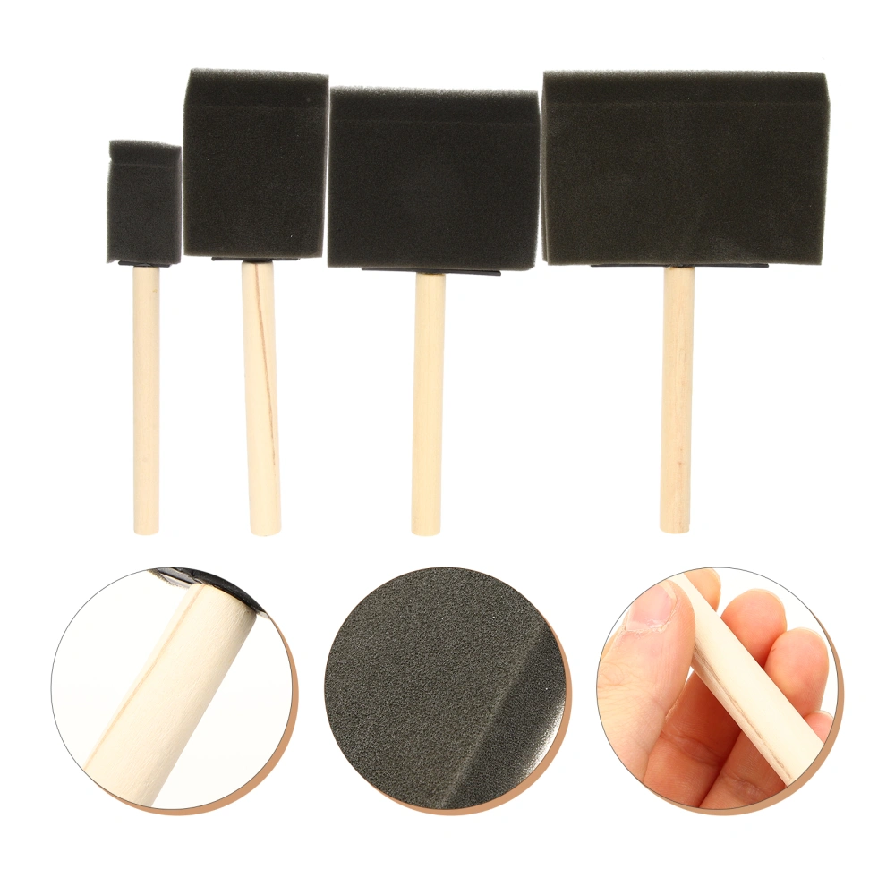 3 Sets  Wood Handle Paint Brushes Professional Painting Stuff Paint Sponges for Painting