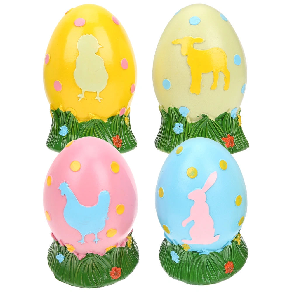 4pcs Colorful Easter Eggs Decorative Easter Eggs Ornaments Easter Decorations Resin Easter Eggs