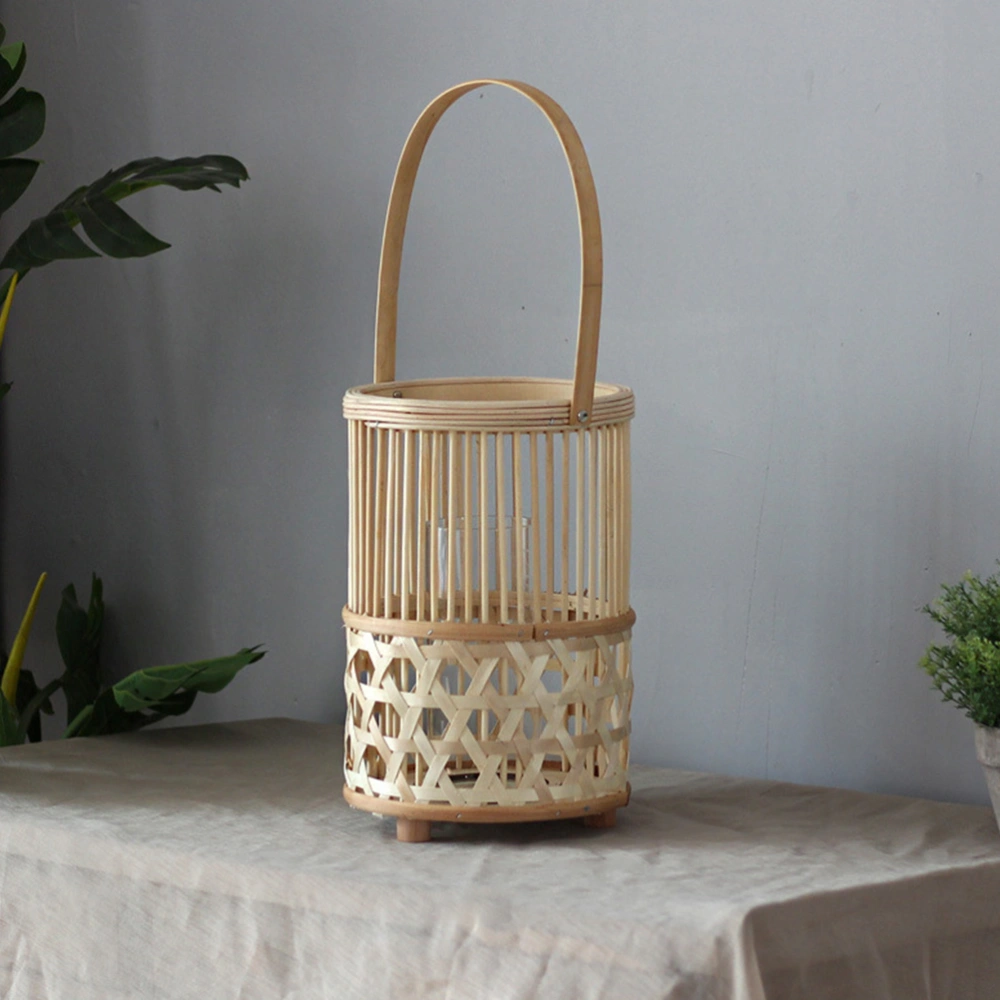 Natural Bamboo Lantern Retro Candle Holder DesktopTea Light Candle Holder