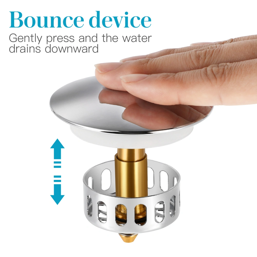 Wash Basin Bounce Drain Stopper Bathroom Sink Drain Plug Sink Drain Stopper for Kitchen Bathroom