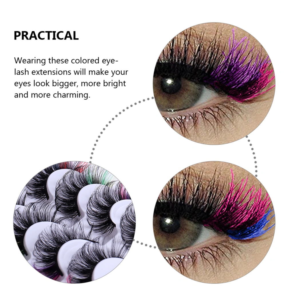 7 Pairs Colored Lashes Fluffy Curly Eyelashes for Halloween Cosplay Festivals