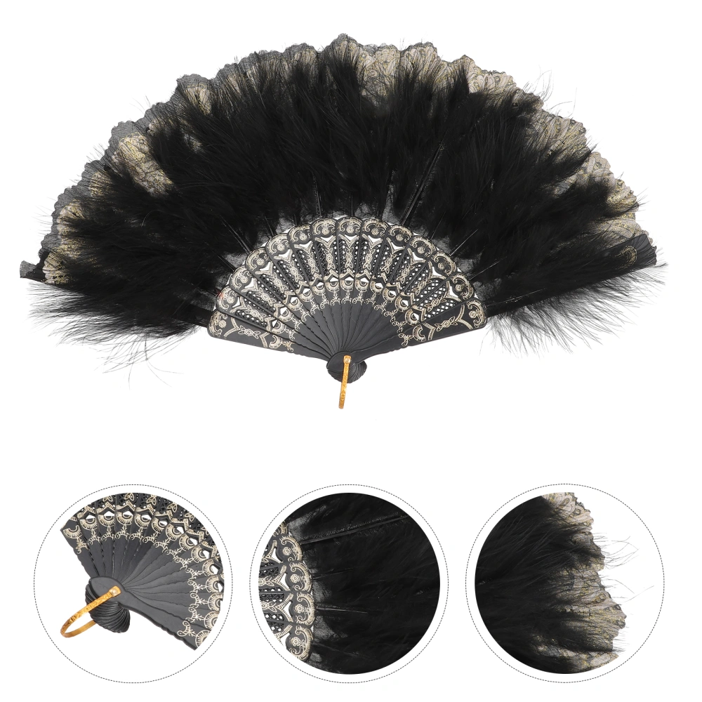 Folding Fan Retro Style Plume Folding Fan Handheld Fan Fancy Dress Fan Prop