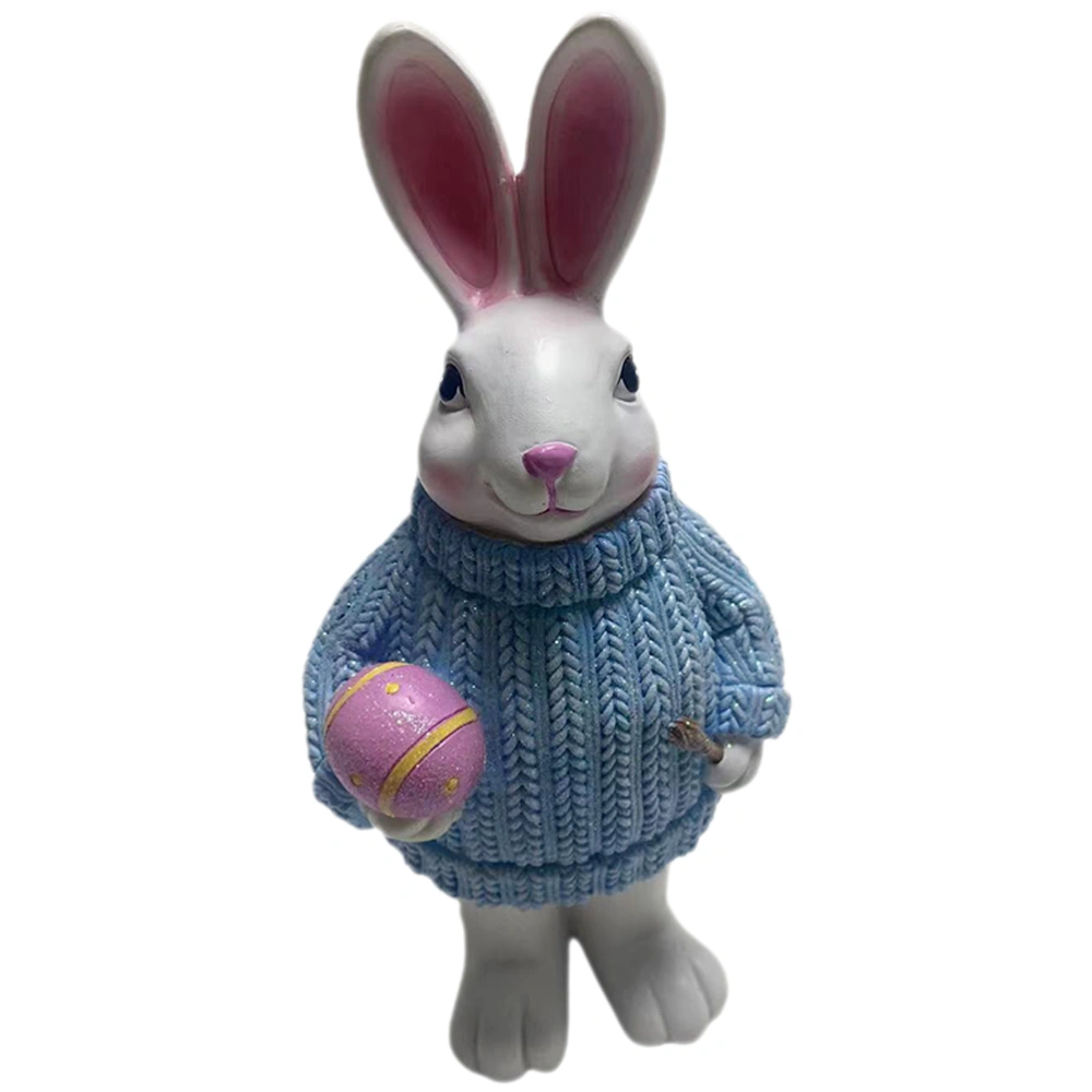 Bunny Resin Figurine Resin Bunny Figurine Wearing Sweater Adorable Easter Bunny for Easter Decoration