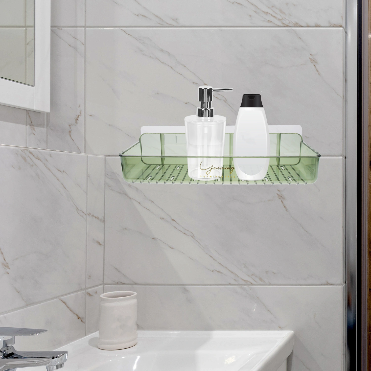 Wall-mounted Storage Rack Bathroom Semi-transparent Hygiene Products Holder Toilet Supply