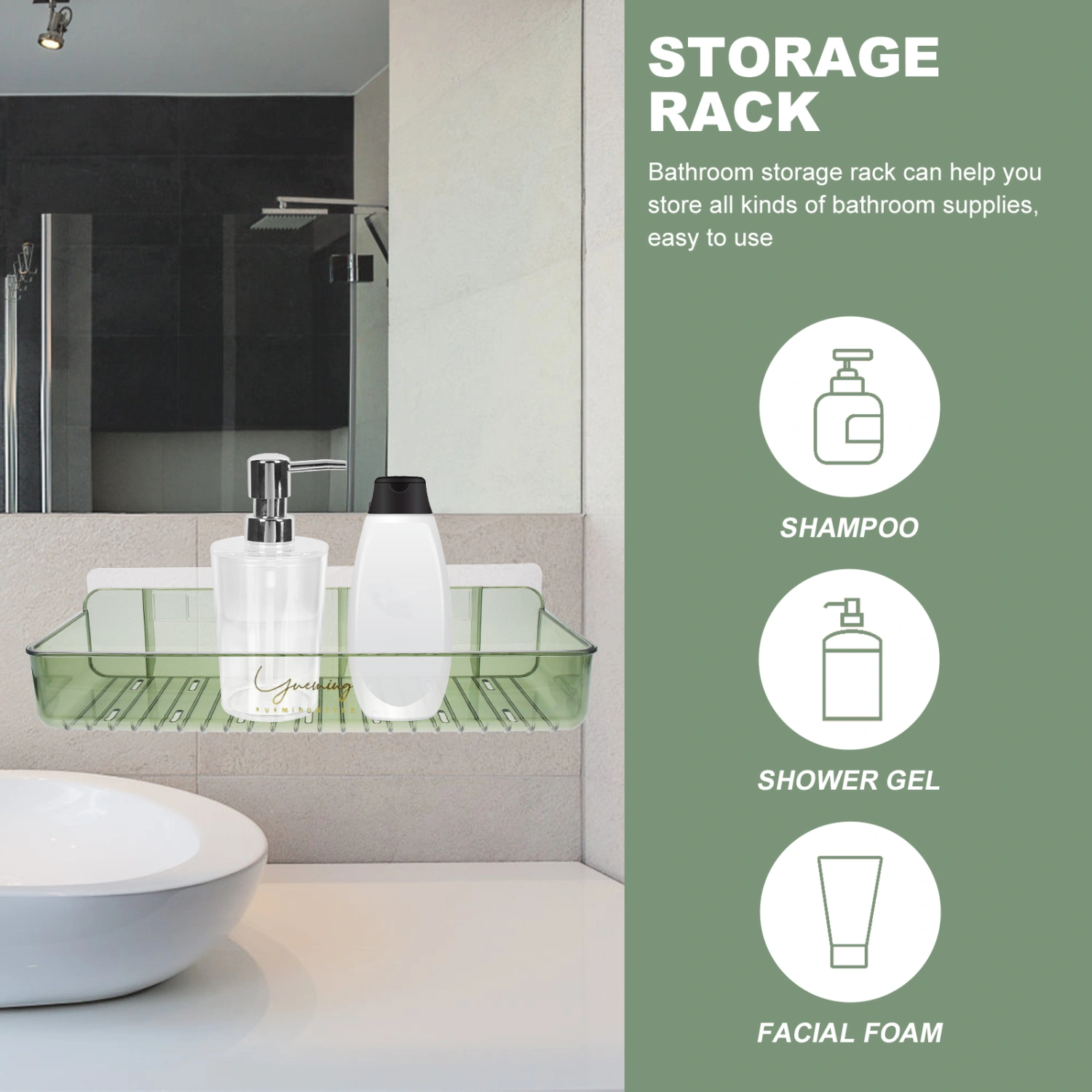 Wall-mounted Storage Rack Bathroom Semi-transparent Hygiene Products Holder Toilet Supply