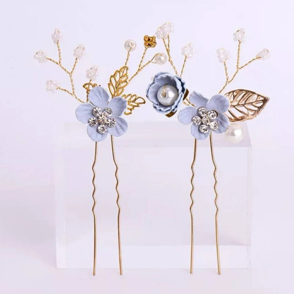 2pcs Cloth Flower Hairpins Delicate Hair Jewelry Bridal Hair Accessories for Wedding Bride