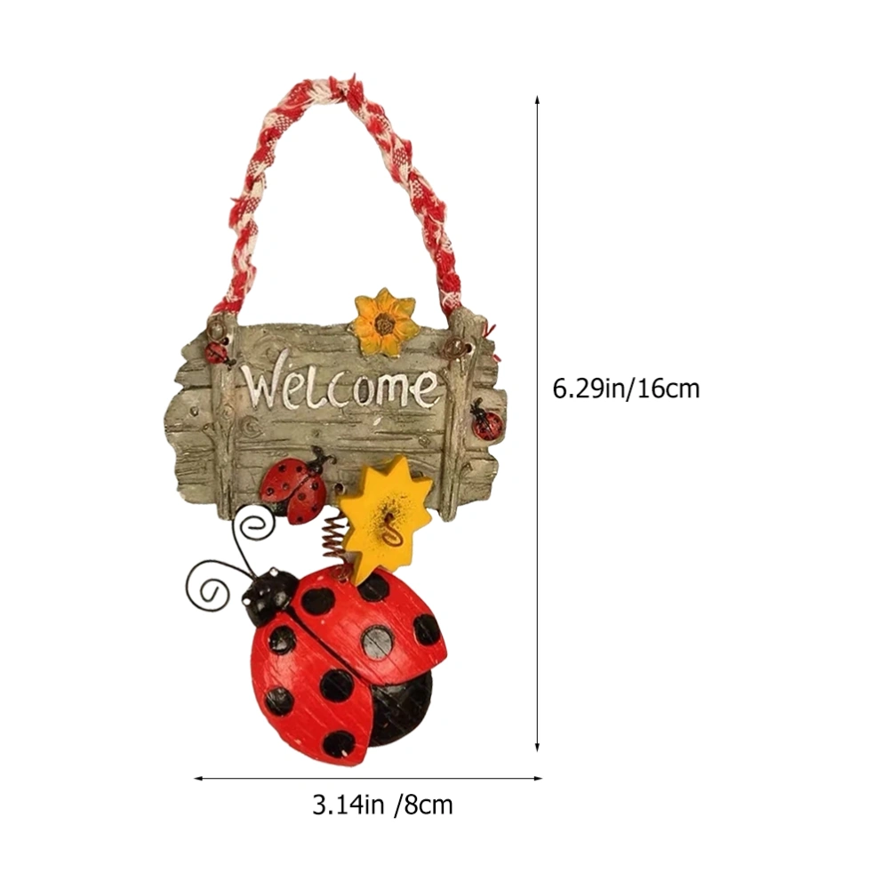 2pcs Sunflower Ladybug Welcome Ornaments Hanging Pendants Resin Door Decor