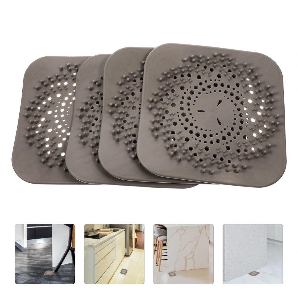 4pcs Bathroom Square Hair Catchers Drain Covers Shower Drain Hair Catcher