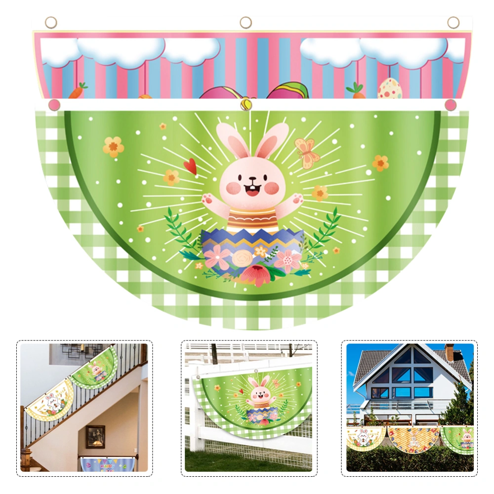 2pcs Easter Rail Flags Easter Fan-shaped Flag Happy Easter Flag Decorations