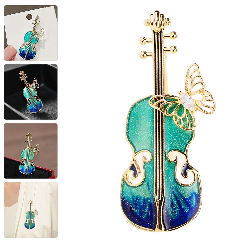 Violin Brooch Women Clothes Lapel Pin Metal Instrument Brooch Decoration for Hat Suit
