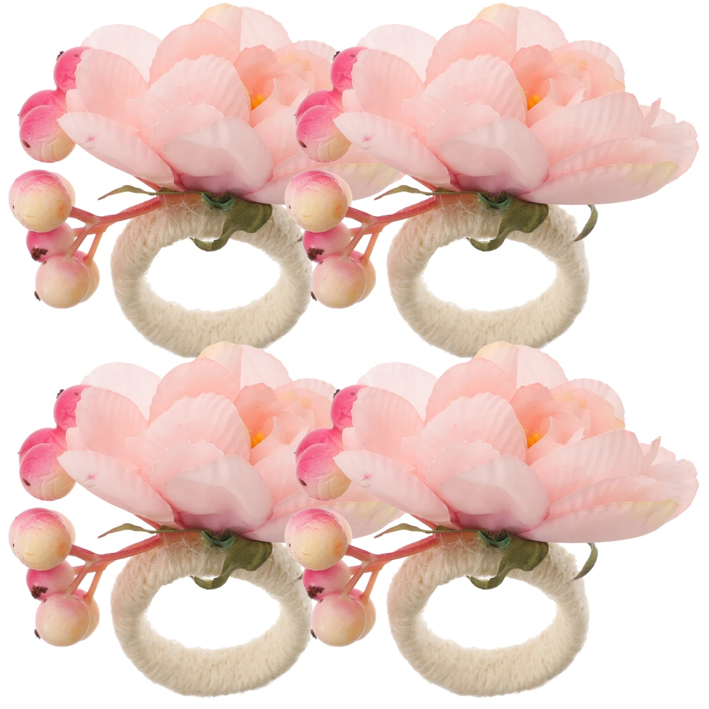 4Pcs Decorative Napkin Buckles Elegant Serviette Rings Fake Flower Serviette Buckles Serviette Accessory