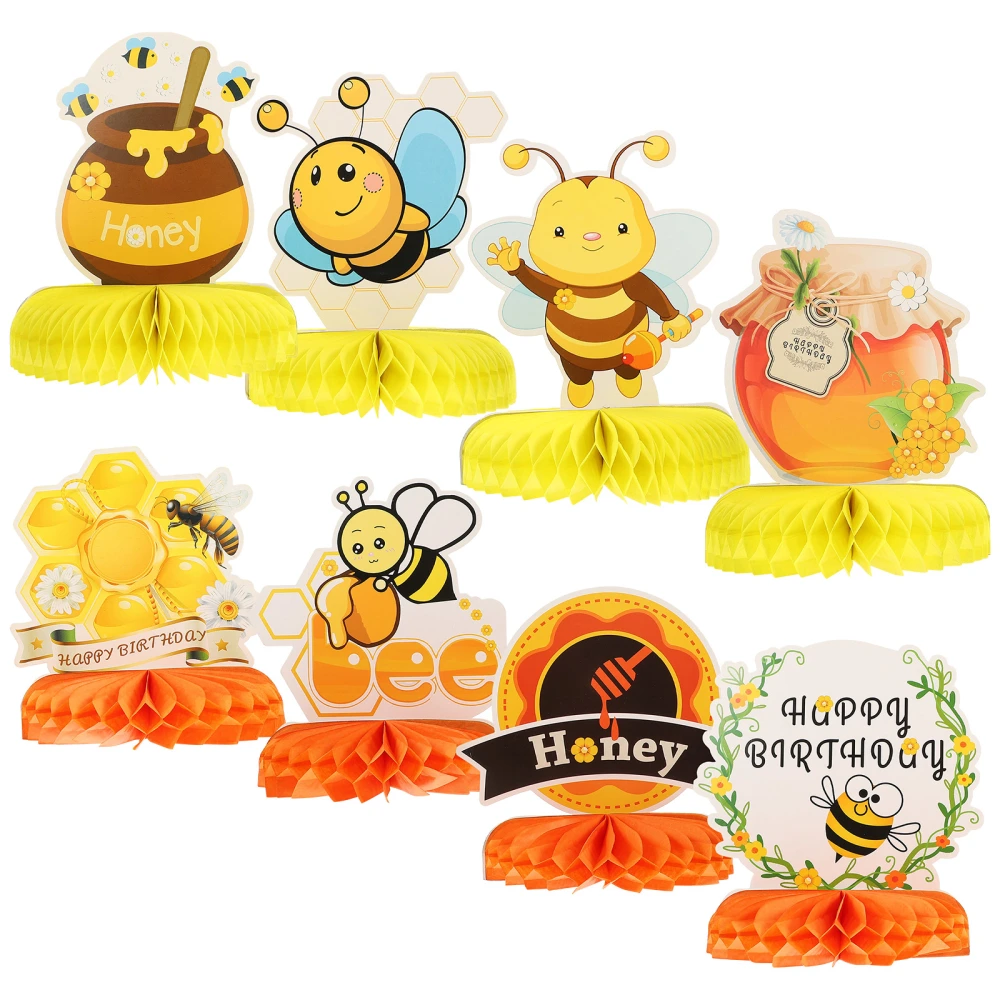 8pcs Kids Use Cartoon Honeycomb Paper Decoration Adorable Bee Pattern Birthday Party Layout Decor