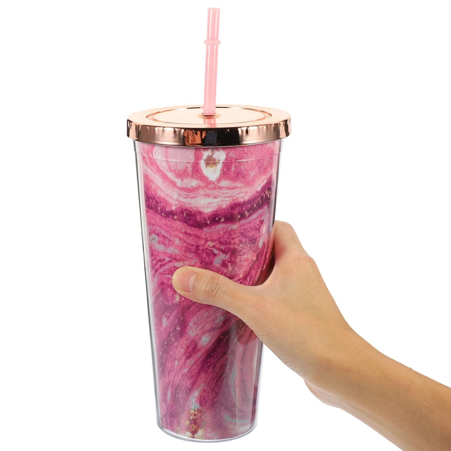 1 Set of Coffee Cup Double-layer Straw Cup Household Water Cup Thick Beverage Tumbler