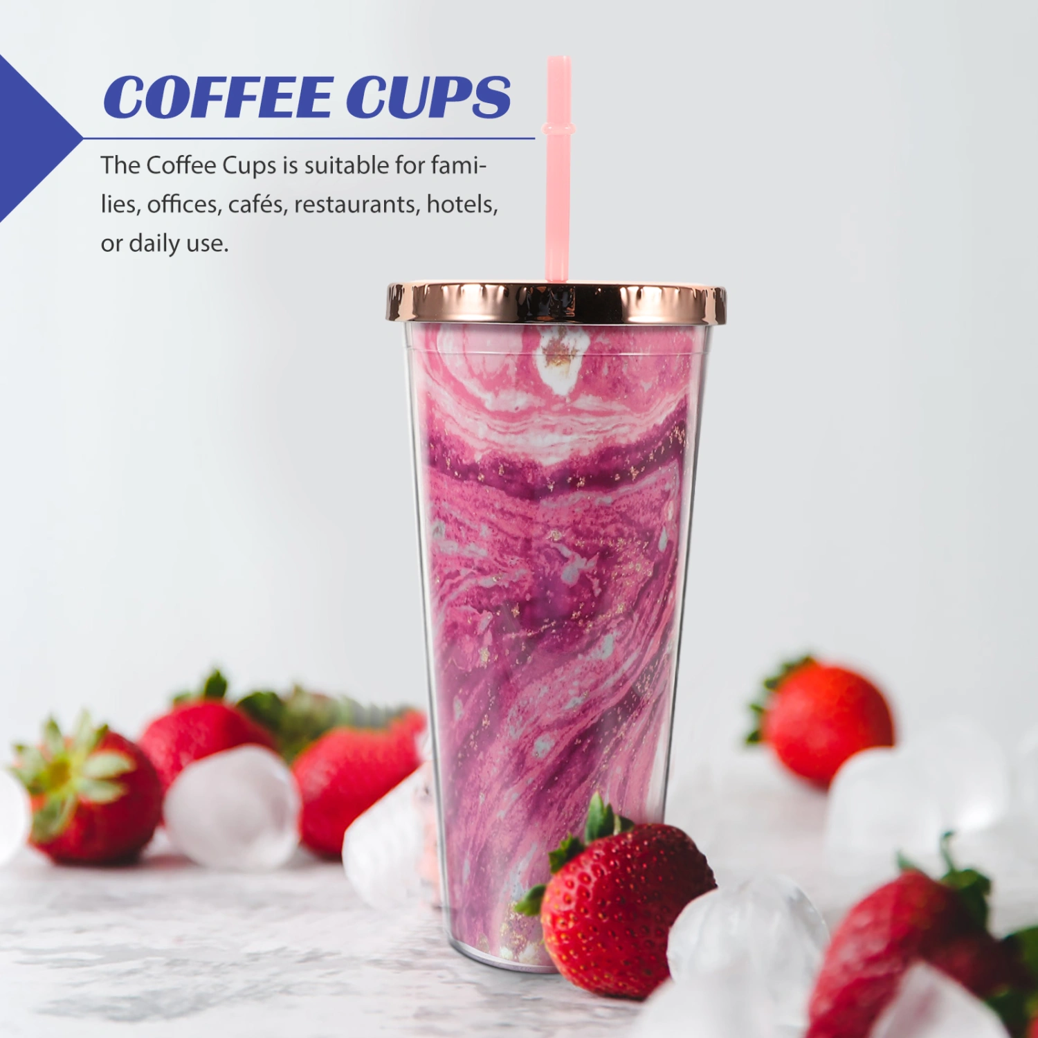 1 Set of Coffee Cup Double-layer Straw Cup Household Water Cup Thick Beverage Tumbler