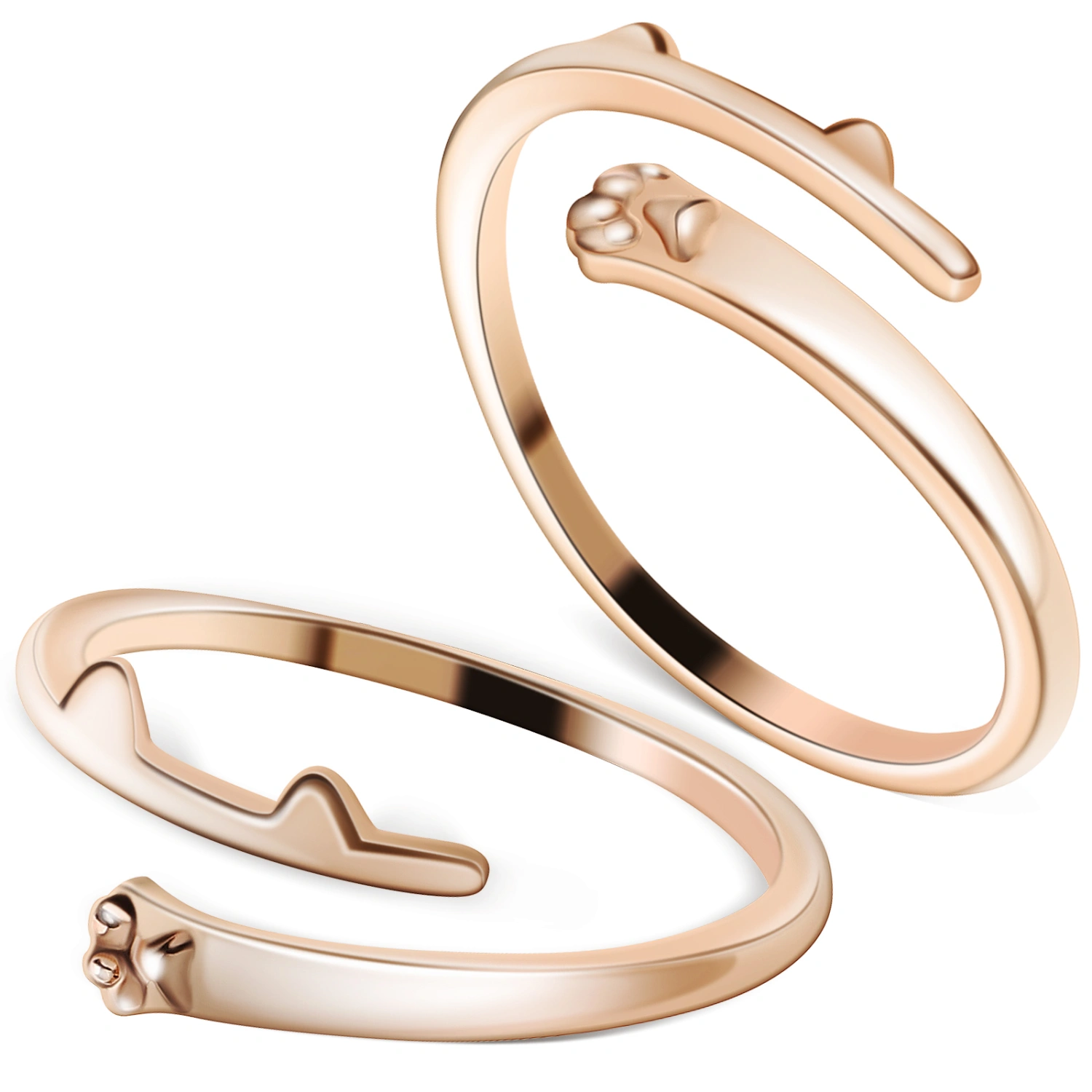 2Pcs Cat Paw Ring Aesthetic Ring Trendy Ring Adjustable Open Ring Trendy Jewelry