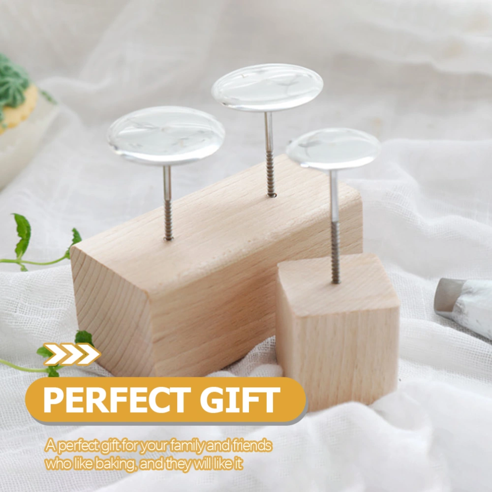 4Pcs Wood Baking Flower Nail Bases Practical Carving Flower Placement Tables