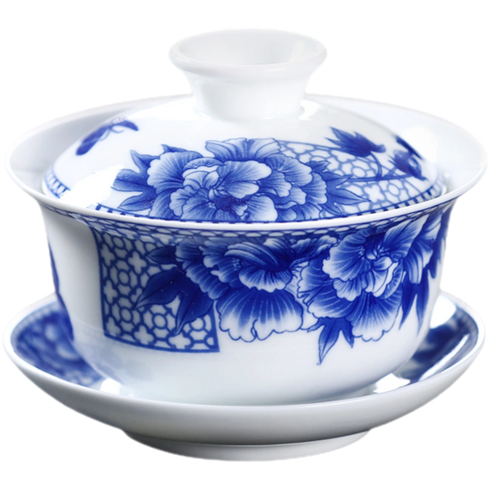 1 Set Tureen Ceramic Cup Vintage China Serving Tea Tureen with Lid Saucer
