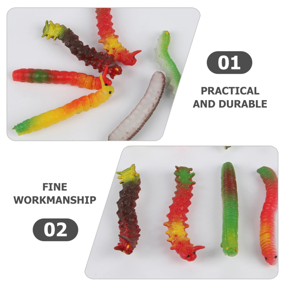 12pcs Simulation Caterpillars Realistic Worm Crawling Insects Halloween Prank Jokes Toy