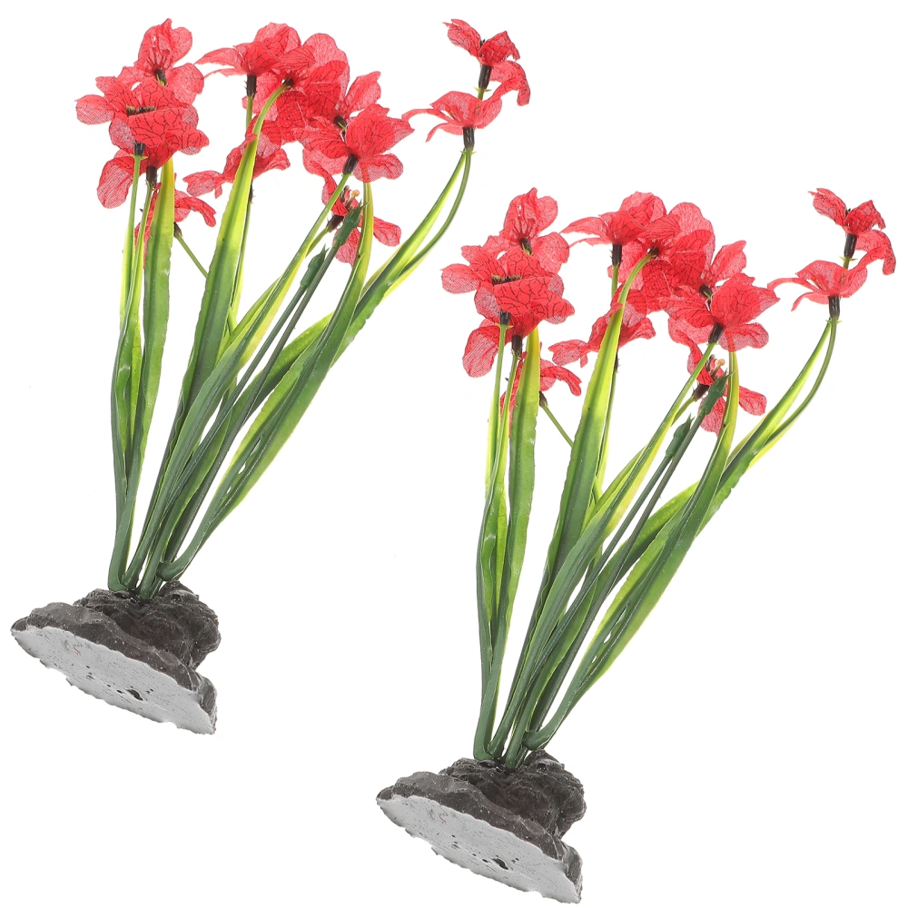 2Pcs Decorative Fish Tank Plant Delicate Fake Plant Desktop Aquarium Plant Aquarium Accessory