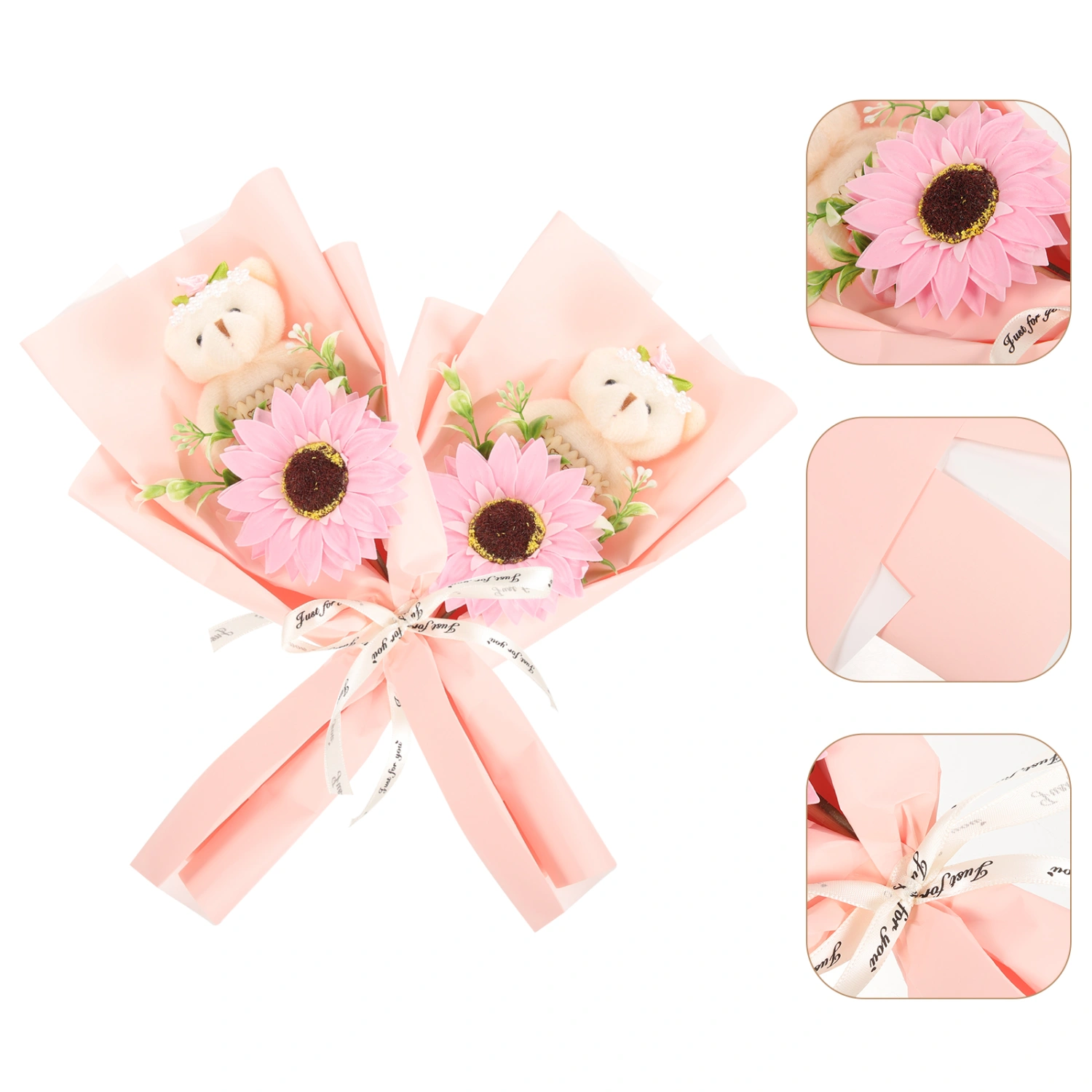 2pcs Graduation Flower Bouquets Graduation Bear Bouquet Bear Sunflower Bouquet