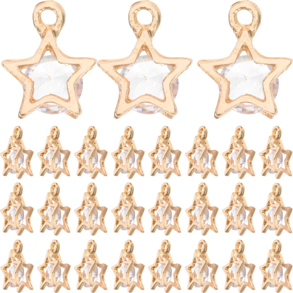 50pcs Diy Alloy Charms With Zircons Decor Necklace Jewelry Pendant Charms