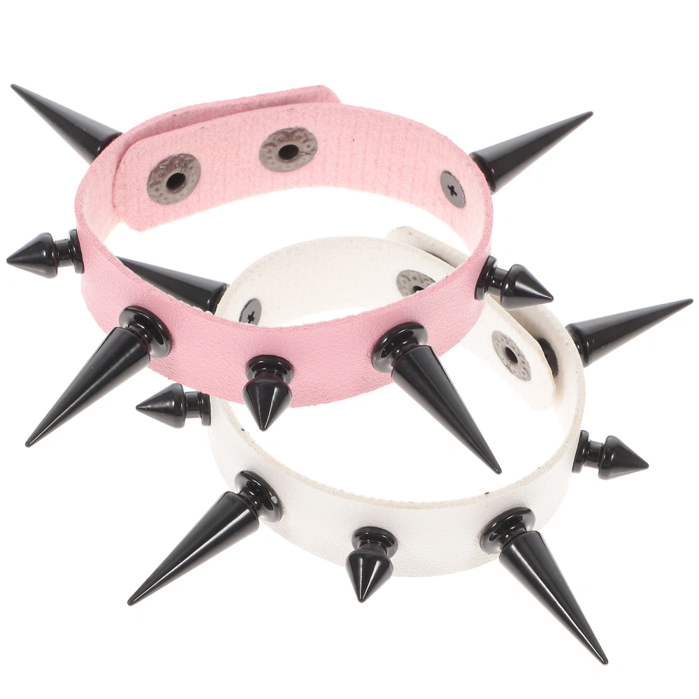 2pcs Leather Bracelet Punk Cuff Bracelet Spiked Bracelet Goth Bracelet Punk Jewelry