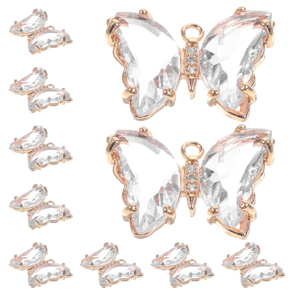 10pcs Crystal Glass Butterfly Pendant Charms Butterfly Pendants Necklace Making Charms