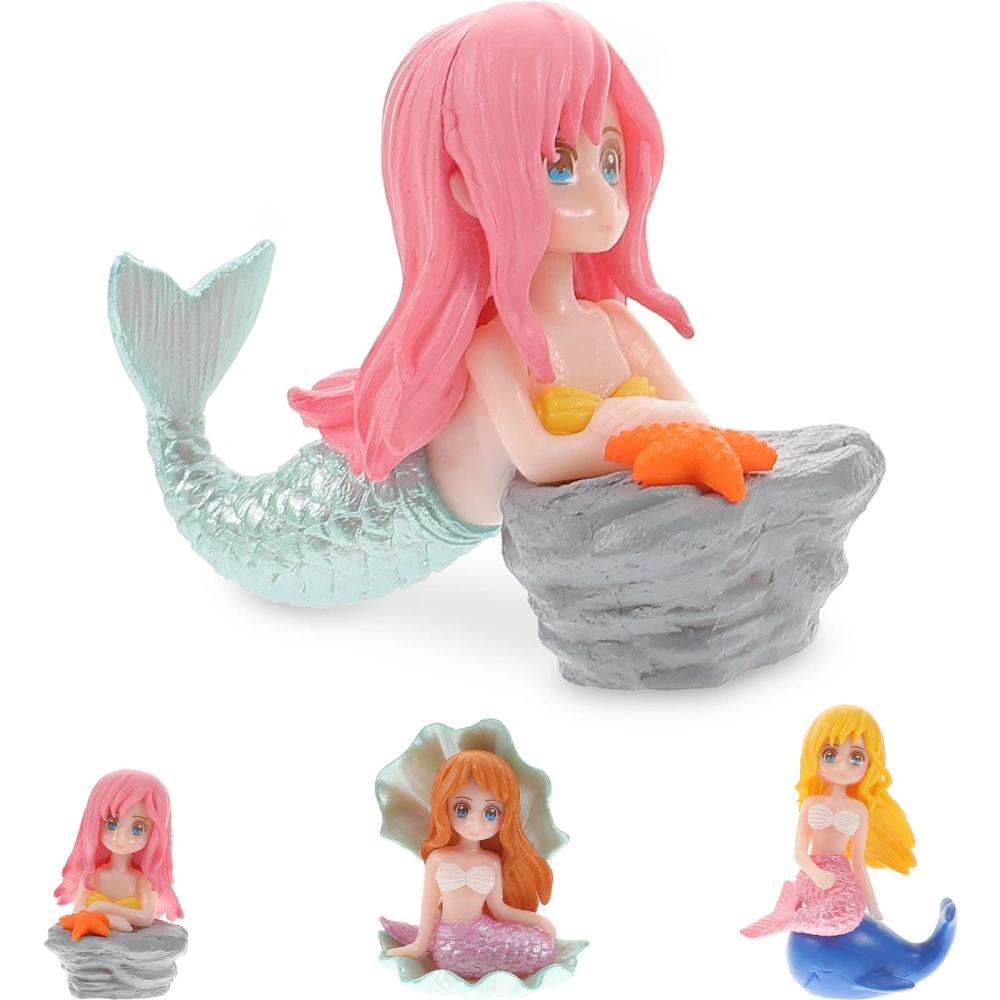 3Pcs Decorative Mermaid Models Wear-resistant Aquarium Mermaids Adorable Aquarium Decors