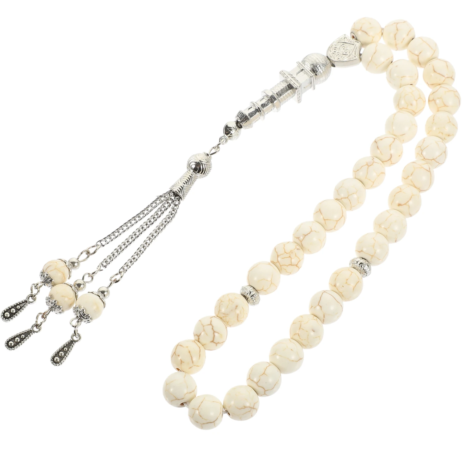 Prayer Beads Rosary Bracelet Natural Stone Worry Rosary Bead Bracelet with Tassel