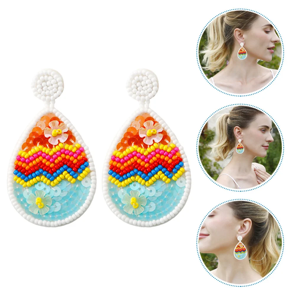 1 Pair of Easter Earrings Creative Easter Egg Dangle Earrings Women Girl Ear Jewelry