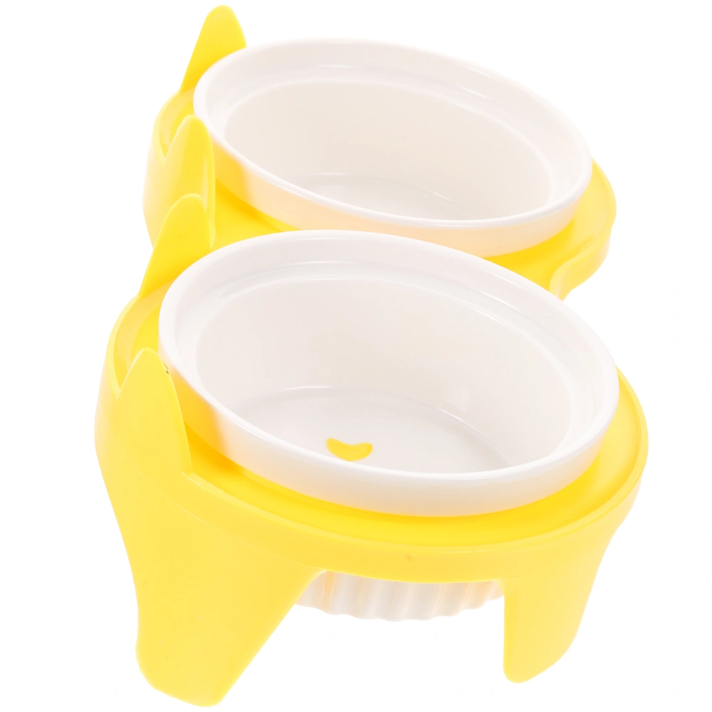 1 Set of Cat Food Bowl Glass Cat Bowl Ceramic Feeder Double Cat Food Bowl Pet Supply